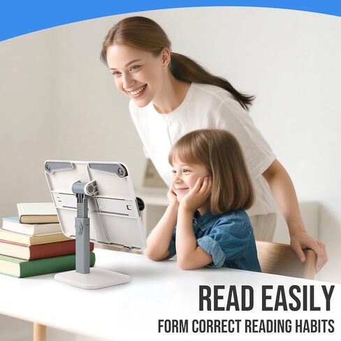 Tablet Stand Holder,Adjustable Foldable Lightweight iPad Laptop Book Stand for Desk,Monitor Holder Multi-Functional Rest Tray Recipes Textbook Cookbook Magazine Laptop Tablet DW (Grey) in Saudi Arabia