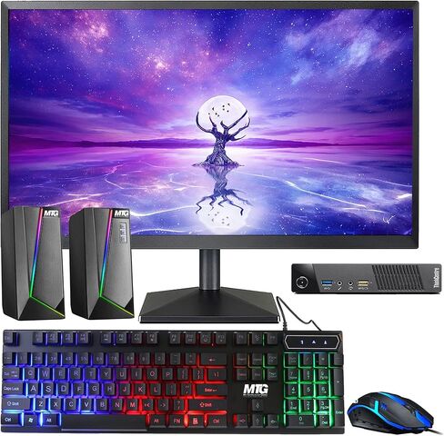 Lenovo ThinkCentre M73 Tiny Business Computer Desktop PC, Intel Core i3 4th Gen 2.9GHz, 8GB DDR3, 120GB SSD, MTG New 22 inch LED Monitor, RGB KBM & Speakers, WiFi, Windows 11 (Renewed) in Kuwait