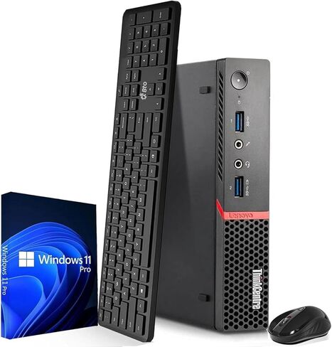 Lenovo ThinkCentre Tiny Desktop Computer PC - Intel Core i3-6300T 6th Gen. Processor - 16GB DDR4 Ram - 256GB SSD - Built-in WiFi - Keyboard & Mouse - Windows 11 Pro - Mini PC (Renewed) in Kuwait