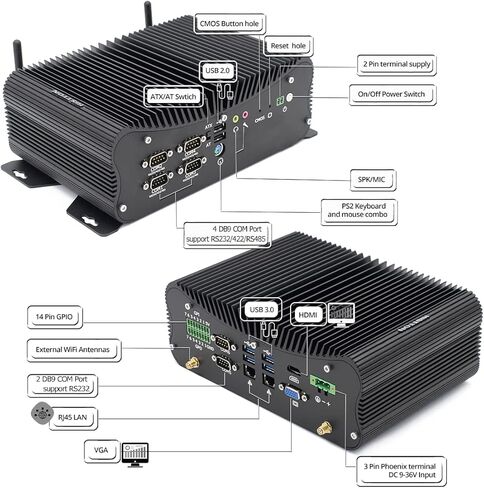 HISTTON Fanless Mini Industrial PC,Intel Core i7-10510U,16GB RAM 512GB SSD, LPT, GPIO, HDMI, VGA, RS485/RS232, USB3.0, Mini PC Windows10 Pro in Saudi Arabia