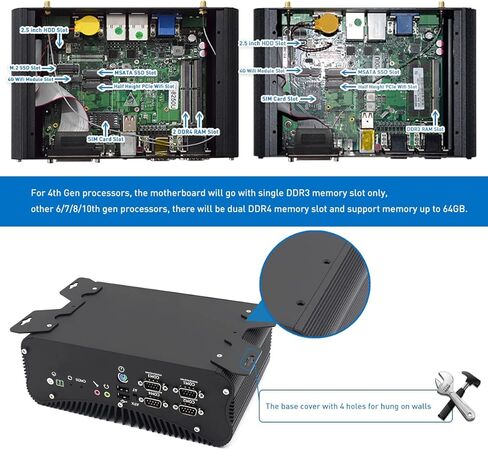 HISTTON Fanless Mini Industrial PC,Intel Core i7-10510U,16GB RAM 512GB SSD, LPT, GPIO, HDMI, VGA, RS485/RS232, USB3.0, Mini PC Windows10 Pro in Saudi Arabia