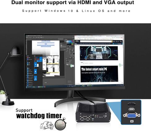 HISTTON Fanless Mini Industrial PC,Intel Core i7-10510U,16GB RAM 512GB SSD, LPT, GPIO, HDMI, VGA, RS485/RS232, USB3.0, Mini PC Windows10 Pro in Saudi Arabia