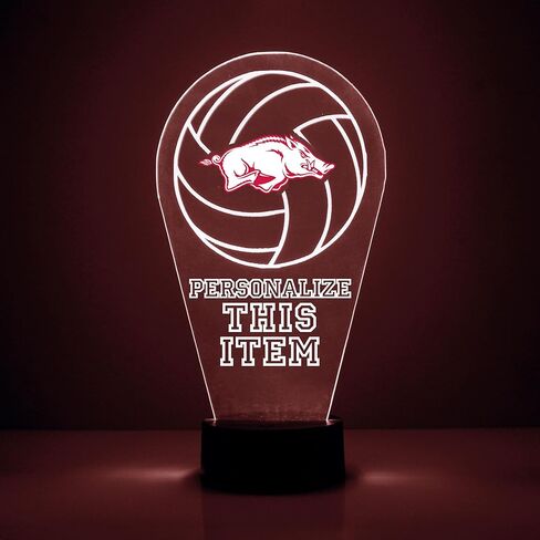 Custom Gonzaga University (GU) Zags Bulldogs Volleyball LED Sign Night Light Lamp with Remote, Personalized Name, Text, Officially Licensed from the CLC by Mirror Magic Gifts, Made in the USA in Saudi Arabia