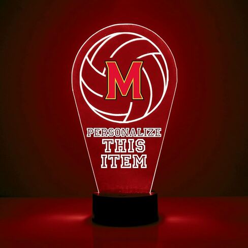 Custom Gonzaga University (GU) Zags Bulldogs Volleyball LED Sign Night Light Lamp with Remote, Personalized Name, Text, Officially Licensed from the CLC by Mirror Magic Gifts, Made in the USA in Saudi Arabia