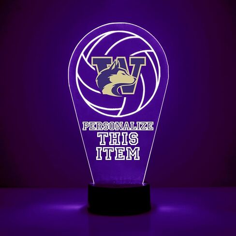 Custom Gonzaga University (GU) Zags Bulldogs Volleyball LED Sign Night Light Lamp with Remote, Personalized Name, Text, Officially Licensed from the CLC by Mirror Magic Gifts, Made in the USA in Saudi Arabia