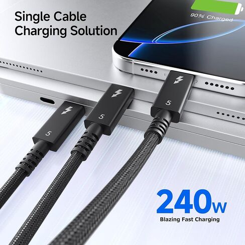 Cable Matters [Intel Certified] 80Gbps Active Thunderbolt 5 Cable - 6.6ft / 2m, Supports up to 120Gbps Bandwidth Boost, 240W Charging, 8K Video, Compatible with Thunderbolt 4/3, USB4, and USB-C in Saudi Arabia