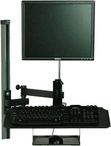 4-FMA-Key-M ذراع شاشة مسطحة مع لوحة مفاتيح وصينية ماوس لطاولة العمل، ذراع متأرجح 1 × 10 بوصة، فولاذ قياس 18، بيج in Kuwait