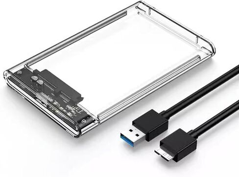 حاوية محرك أقراص ثابتة خارجي USB 3.0، حافظة SATA III مقاس 2.5 بوصة، تصميم واضح خالٍ من الأدوات لمحرك الأقراص الصلبة SSD، متوافق مع WD Toshiba Samsung PS4 Xbox، ودعم UASP in Kuwait