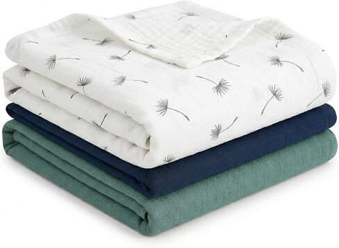 Muslin Swaddle Blankets for Boys Girls, 2 Pack Receiving Baby Blanket Large 47 x 40 inches, Soft Breathable Swaddling Wrap for Unisex Newborn (Bear, Brown) in Saudi Arabia