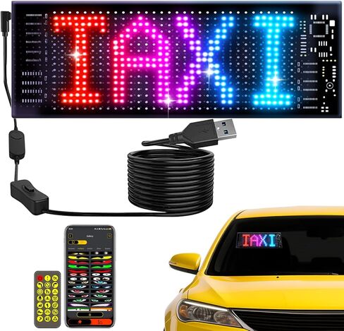 Programmable LED Scrolling Sign, Flexible Screen, Digital Display Matrix Panel Board, Bluetooth APP Control, Advertising LED Sign with Remote, Custom Text DIY Pattern Animation for Store Car Bar (3.6x14.7inch) in Saudi Arabia
