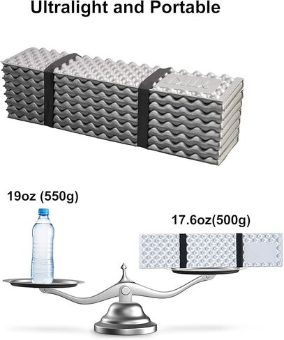 YIKI Extra Thick Closed Cell Foam Sleeping Pad, 75.6"x22"x0.9", Ultralight Foldable Foam Camping Mat with Heat Reflective Layer, Waterproof Backpacking Pad for Hiking, Tent, Outdoor Use in Saudi Arabia