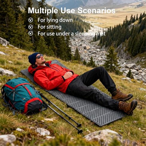 YIKI Extra Thick Closed Cell Foam Sleeping Pad, 75.6"x22"x0.9", Ultralight Foldable Foam Camping Mat with Heat Reflective Layer, Waterproof Backpacking Pad for Hiking, Tent, Outdoor Use in Saudi Arabia