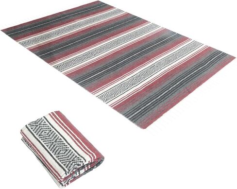 Handwoven Mexican Blanket - Lightweight Yoga, Beach, Camping & Picnic Blanket - Durable Blanket for Outdoor, Equestrian & Home Decor (Forest Green) in Saudi Arabia