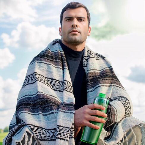 Handwoven Mexican Blanket - Lightweight Yoga, Beach, Camping & Picnic Blanket - Durable Blanket for Outdoor, Equestrian & Home Decor (Forest Green) in Saudi Arabia