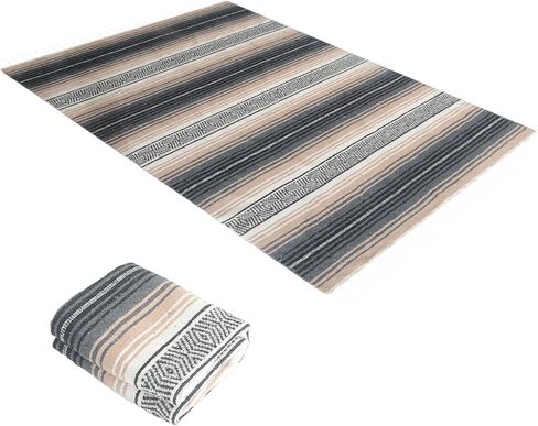 Handwoven Mexican Blanket - Lightweight Yoga, Beach, Camping & Picnic Blanket - Durable Blanket for Outdoor, Equestrian & Home Decor (Forest Green) in Saudi Arabia