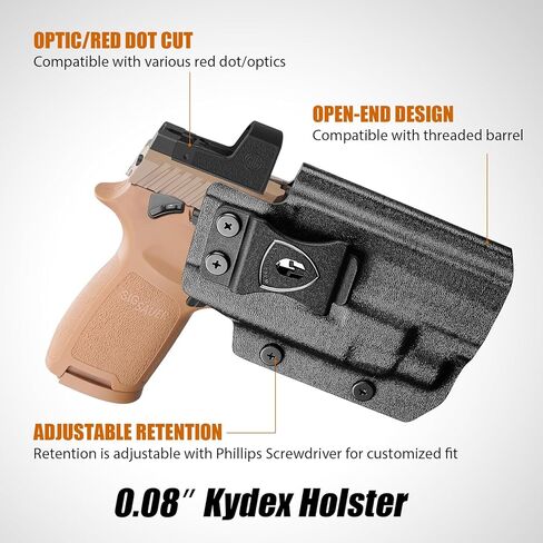 حافظة WARRIORLAND IWB Kydex الحاملة للضوء، تناسب تحديد P320 صغير الحجم/كامل الحجم مع TLR-7 X/TLR-7 X HL-X/TLR-7 / TLR / 7A مثبتة - قطع بصري | الصفة. غير قادر والاحتفاظ، اليد اليمنى in Kuwait