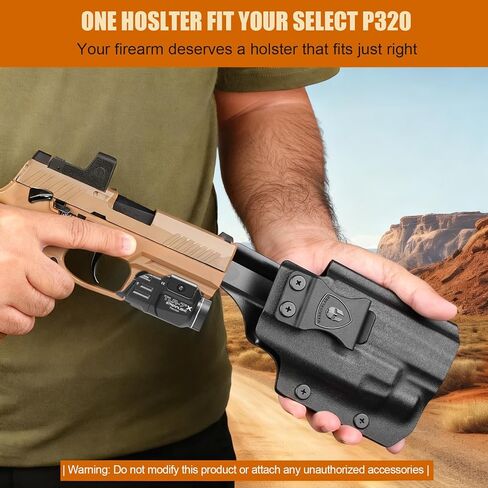 حافظة WARRIORLAND IWB Kydex الحاملة للضوء، تناسب تحديد P320 صغير الحجم/كامل الحجم مع TLR-7 X/TLR-7 X HL-X/TLR-7 / TLR / 7A مثبتة - قطع بصري | الصفة. غير قادر والاحتفاظ، اليد اليمنى in Kuwait