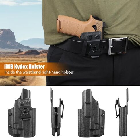 حافظة WARRIORLAND IWB Kydex الحاملة للضوء، تناسب تحديد P320 صغير الحجم/كامل الحجم مع TLR-7 X/TLR-7 X HL-X/TLR-7 / TLR / 7A مثبتة - قطع بصري | الصفة. غير قادر والاحتفاظ، اليد اليمنى in Kuwait