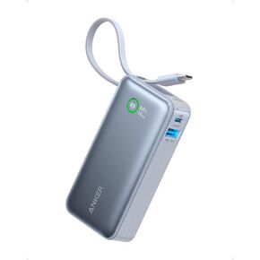 باور بانك نانو من أنكر، شاحن محمول بسعة 10,000 مللي أمبير في الساعة مع كابل USB-C مدمج، إعادة شحن 30 وات، خرج 30 وات كحد أقصى مع USB-C&A، لسلسلة iPhone 16/15، MacBook، Galaxy، AirPods، والمزيد in Kuwait