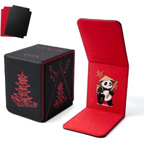 Venssu Chinese Takeout MTG Deck Box, Commander Deck Case Fits 100 Double Sleeved Cards, PU Leather Storage Box with 2 Dividers(Bright Red and White), Compatible with TCG/PTCG/EDH/Magic/Sport Cards in Kuwait