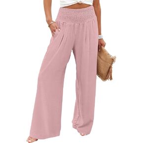 anrabess women palazzo pants summer flowy wide wide high pernge prouts with wickets 2025 head leact headfits in Saudi Arabia