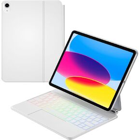 حافظة لوحة مفاتيح IPad الجيل العاشر 2022 والجيل الحادي عشر (A16، 2025) - لوحة مفاتيح سحرية مع لوحة لمس متعددة - حامل ناتئ عائم - حافظة مغناطيسية لجهاز iPad 10.9 بوصة من الجيل العاشر/الحادي عشر (أبيض) in Kuwait
