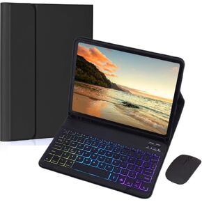 حافظة لوحة المفاتيح AnMengXinLing لجهاز Fire HD 10/10 Plus Tablet 10.1 بوصة 2021/2023 (الجيل الحادي عشر/الثالث عشر) مع ماوس، غطاء لوحة مفاتيح مغناطيسي قابل للفصل بإضاءة خلفية قوس قزح مع حامل أقلام (أرجواني) in Kuwait