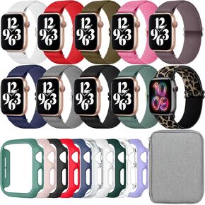 10 Pack Nylon Stretchy Band Compatible with Apple Watch Bands 40mm 41mm 42mm 44mm 45mm 46mm for Women Men, Watch Case(Compatible for Apple Watch Series 11 10 9 8 7 6 5 4 3 SE/2 in Saudi Arabia
