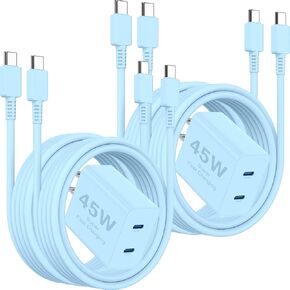 6ft/10ft Dual Port 45W iPhone 17 16 15 Charger Fast Charging Block and Long USB C to Type C Charger Cable Cord for Apple iPhone 17 Pro Max/17 Air/16 Pro/16/15 Pro/15 Plus/Mini/iPad Plug Cube/Samsung in Kuwait