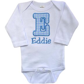 Funny Girl Designs Embroidered Initial Bodysuit Romper for Baby and Toddler Boys Personalized with Your Custom Name in Saudi Arabia