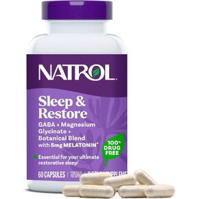 Natrol Sleep & Restore Capsules - Calm Magnesium Glycinate, Magnesium Sleep Aid with GABA, Melatonin 5mg, Botanical Blend, 30 Day Supply in Saudi Arabia