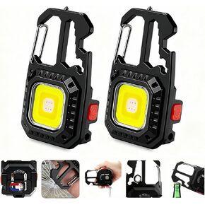 MAKDAK Cob Keychain Work Light - 2PC EDC Keychain Flashlight قابلة للشحن، مصباح يدوي فائق السطوع لإصلاح السيارات، الطوارئ (أسود) in Kuwait