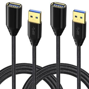 كابل تمديد USB 3.0، 4 حزم [6 أقدام] سلك موسع USB A ذكر إلى أنثى بسرعة 5 جيجابت في الثانية لنقل البيانات بسرعة للقرص الصلب ولوحة المفاتيح والماوس وكاميرا الويب ومحرك فلاش USB والطابعة - أسود in Kuwait