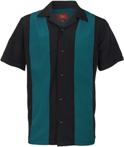 قميص ماكسيموس ريترو تشارلي شين الرجالي ذو اللونين من Guayabera Bowling فستان كاجوال رمادي داكن/أسود in Kuwait