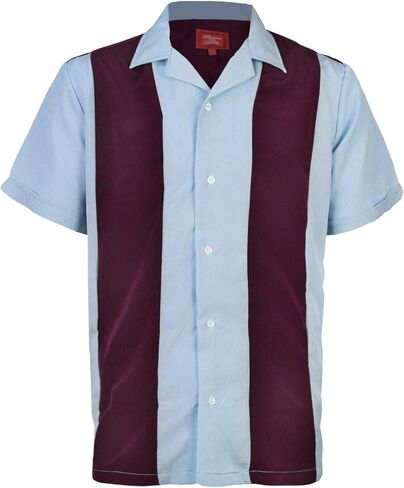 قميص ماكسيموس ريترو تشارلي شين الرجالي ذو اللونين من Guayabera Bowling فستان كاجوال أبيض/أسود in Kuwait