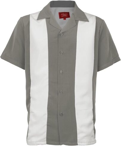 قميص ماكسيموس ريترو تشارلي شين الرجالي ذو اللونين من Guayabera Bowling فستان كاجوال أبيض/أسود in Kuwait