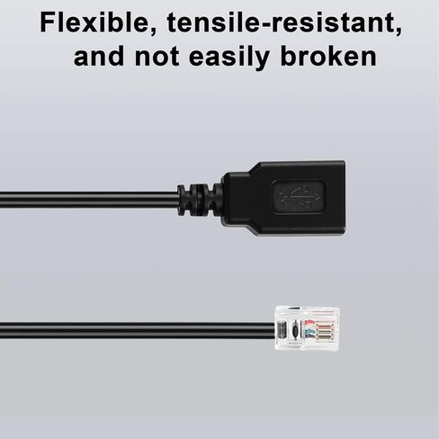 كابل محول RJ11 إلى USB، 30 سم/11.8 بوصة RJ11 6P4C ذكر إلى موصل كابل USB أنثى للاتصالات الهاتفية وأجهزة مودم الفاكس (أسود) in Saudi Arabia