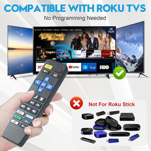 استبدال جهاز التحكم عن بعد للتلفزيون ذو الزر الكبير لجميع أجهزة تلفزيون Roku فقط، بسيط وسهل الاستخدام in Kuwait