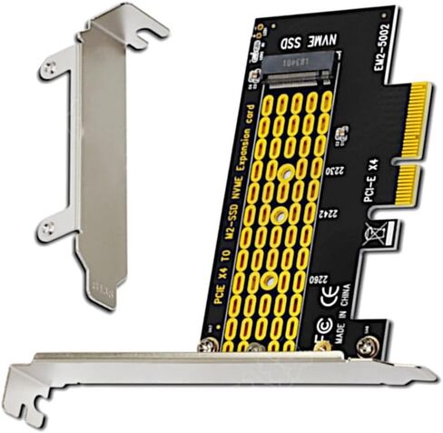 Desktop PCIe x4 Adapter for M.2 NGFF M-Key NVMe SSD – Supports 2230 (30mm) and 2280 (80mm), Black, Full Bracket Kit Included in Saudi Arabia
