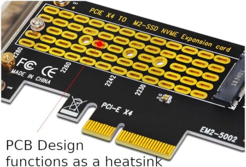 Desktop PCIe x4 Adapter for M.2 NGFF M-Key NVMe SSD – Supports 2230 (30mm) and 2280 (80mm), Black, Full Bracket Kit Included in Saudi Arabia
