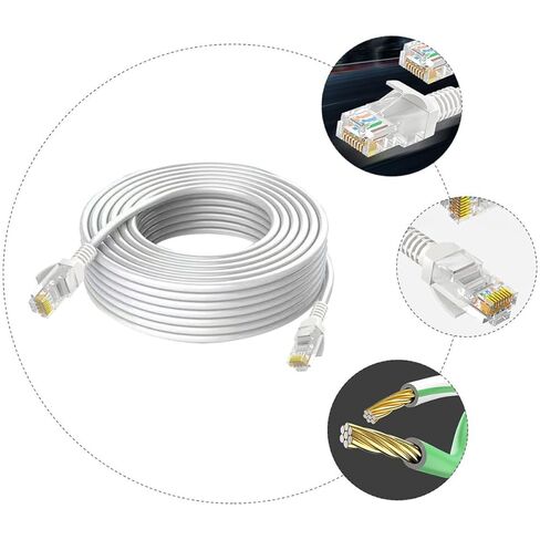 كابل شبكة إيثرنت TEHAUX Cat5e من الألومنيوم المطلي بالنحاس بطول 50 متر سلك توصيل راوتر LAN سلك تصحيح عالي الأداء لاستخدام الكمبيوتر وجهاز التوجيه in Kuwait
