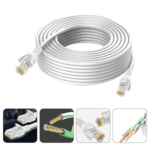 كابل شبكة إيثرنت TEHAUX Cat5e من الألومنيوم المطلي بالنحاس بطول 50 متر سلك توصيل راوتر LAN سلك تصحيح عالي الأداء لاستخدام الكمبيوتر وجهاز التوجيه in Kuwait