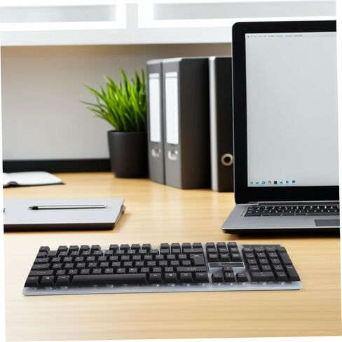 مجموعة لوحة مفاتيح الألعاب السلكية TEHAUX وماوس USB مع إضاءة خلفية LED ملونة وأغطية مفاتيح عائمة مريحة وتصميم مقاوم للانسكاب لأجهزة الكمبيوتر المحمول وأجهزة الكمبيوتر المكتبية باللون الأسود in Kuwait