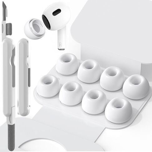 4 أحجام من أطراف الأذن البديلة متوافقة مع AirPods Pro وAirPods Pro 2 أطراف أذن مع صندوق تخزين محمول ومجموعة منظف، وفتحة لتقليل الضوضاء وشاشة حماية من الغبار الكثيفة (XS/S/M/L، أبيض) in Saudi Arabia