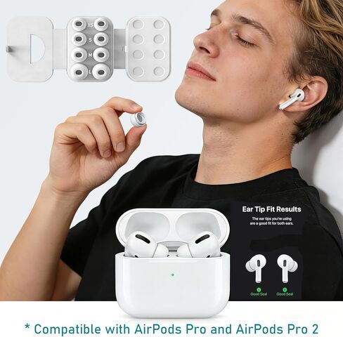 4 أحجام من أطراف الأذن البديلة متوافقة مع AirPods Pro وAirPods Pro 2 أطراف أذن مع صندوق تخزين محمول ومجموعة منظف، وفتحة لتقليل الضوضاء وشاشة حماية من الغبار الكثيفة (XS/S/M/L، أبيض) in Saudi Arabia