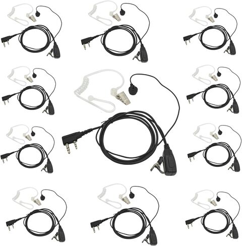 سماعة أذن لاسلكية تخاطب اتجاهين سماعة رأس Ptt Mic لـ Baofeng 2 Pins UV-5R BF-F8HP BF-888S Retevis H-777 RT21 RT22 Arcshell AR-5 (10) in Kuwait
