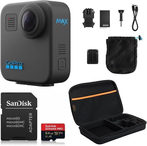 مجموعة كاميرا GoPro MAX 360 Action مع الوسائط وحقيبة الحمل in Kuwait
