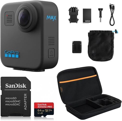 مجموعة كاميرا GoPro MAX 360 Action مع الوسائط وحقيبة الحمل in Kuwait