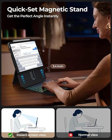 avakot Clear Magnetic Keyboard Case for iPad Pro 13 Inch M5/M4 2025/2024, 7-Color Backlit & Multi-Touch Trackpad, Detachable 360 Rotation & Up-Down Lift Protective Case w/Stand, Black in Saudi Arabia