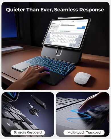 avakot Clear Magnetic Keyboard Case for iPad Pro 13 Inch M5/M4 2025/2024, 7-Color Backlit & Multi-Touch Trackpad, Detachable 360 Rotation & Up-Down Lift Protective Case w/Stand, Black in Saudi Arabia